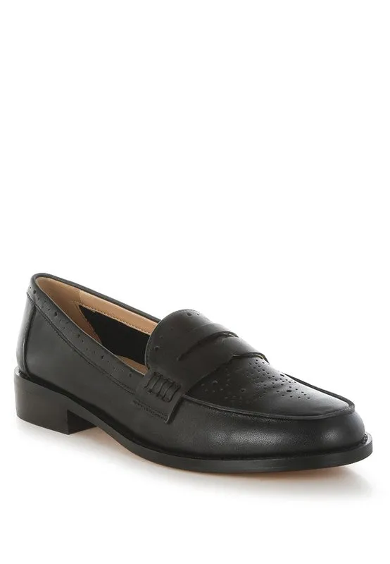 Clotilda Perforated Low Heel Loafers