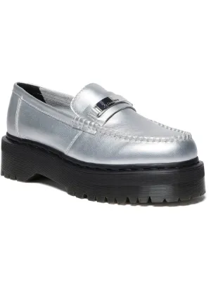 Dr. Martens Penton Metallic Leather Platform Loafers Silver