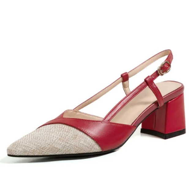 Elegant Patchwork Genuine Leather Sandals