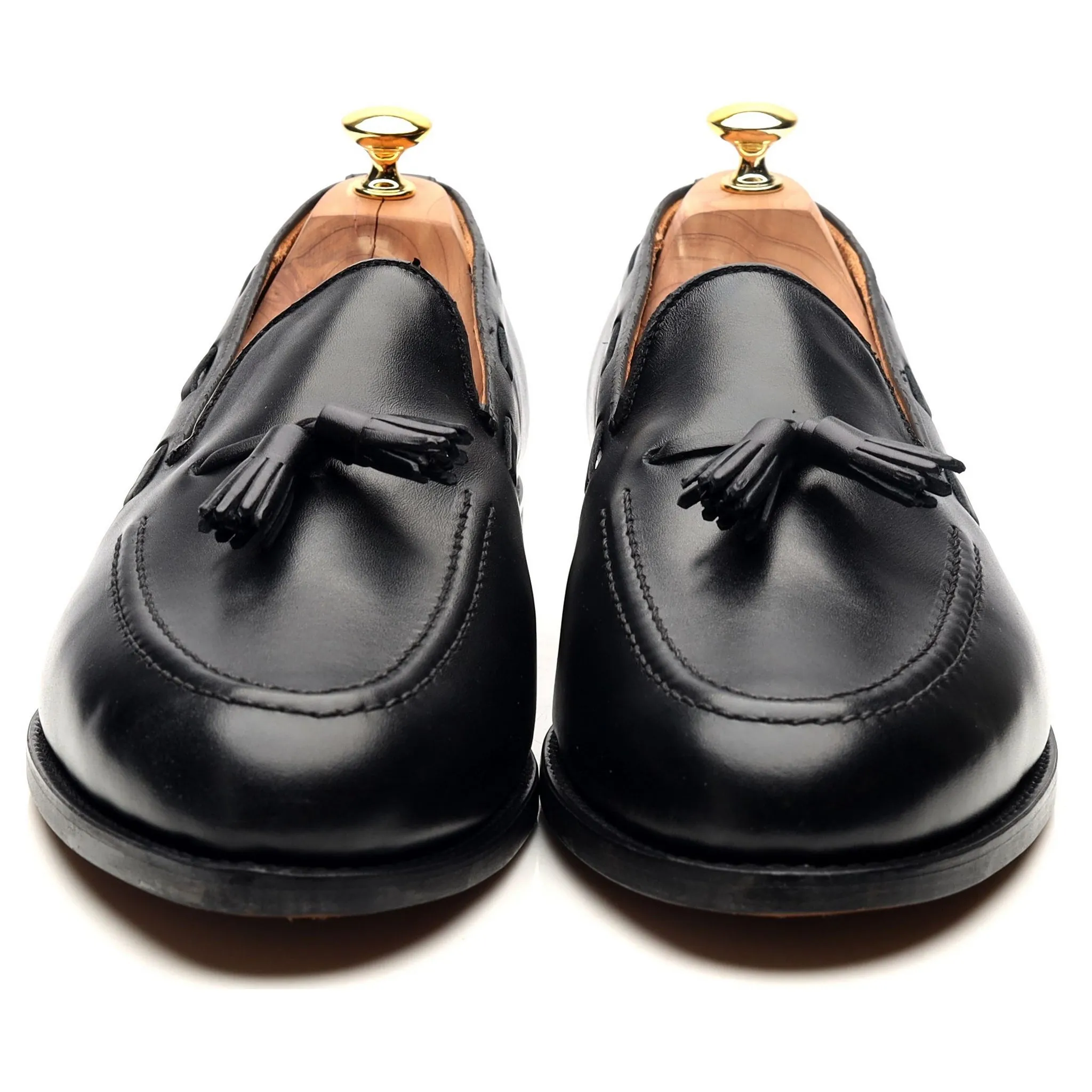 'Finchley' Black Leather Tassel Loafers UK 11 F