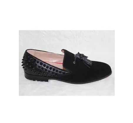Hot Fashion  Men Shoes Slip On Rivets Stud Tassel Suede/Leather Men Loafers Flats uarache Sapato Feminino Shoes Mens