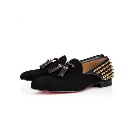 Hot Fashion  Men Shoes Slip On Rivets Stud Tassel Suede/Leather Men Loafers Flats uarache Sapato Feminino Shoes Mens