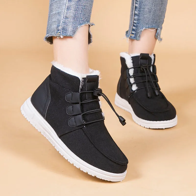 Ladies Casual Elastic Strap Ankle Cotton Snow Boots