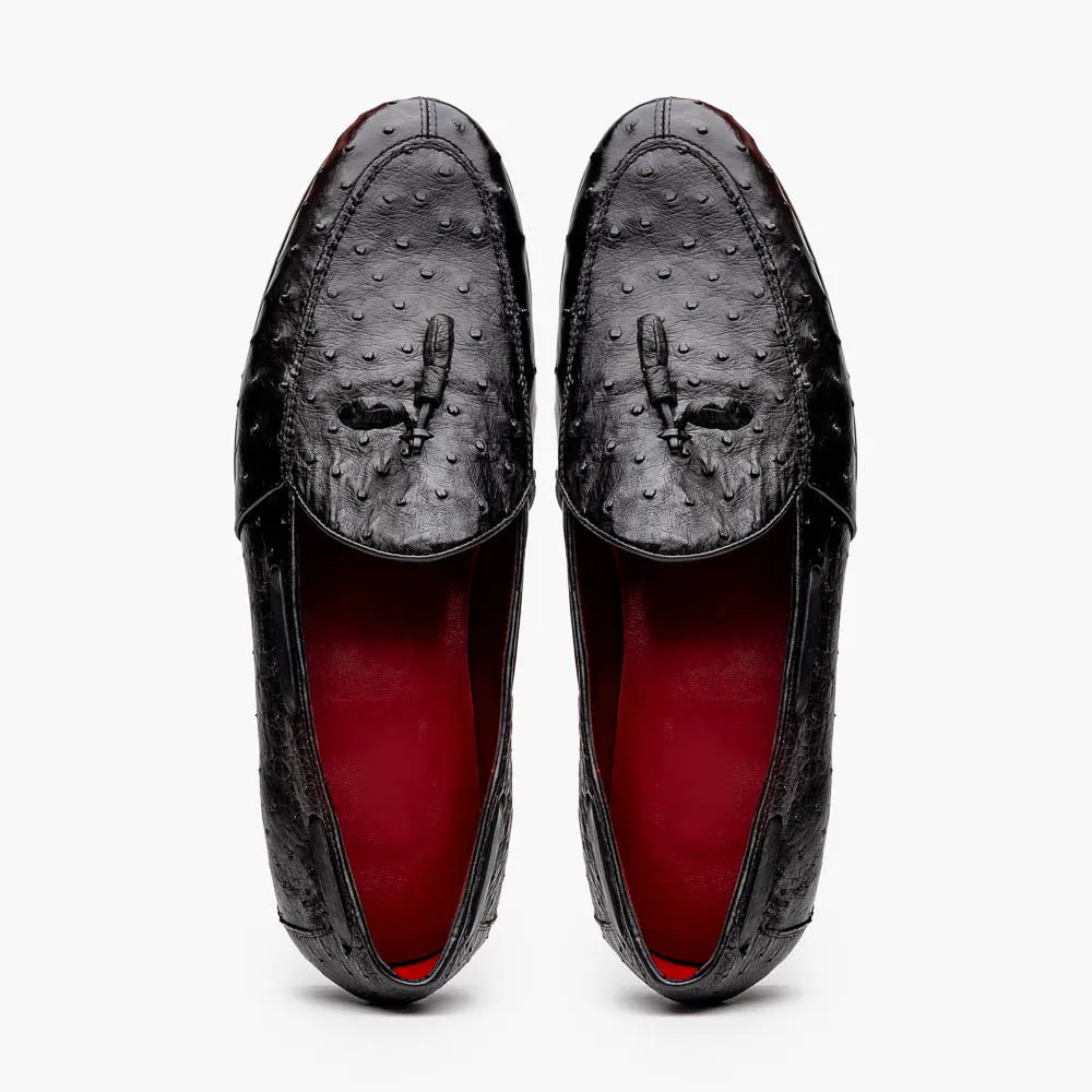 Marco Di Milano Aubiere Black Ostrich Quill Tassel Loafers