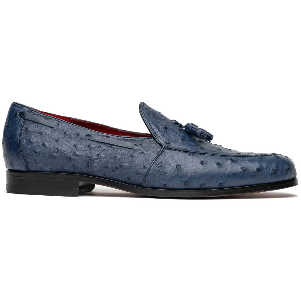 Marco Di Milano Aubiere Navy Ostrich Quill Tassel Loafers