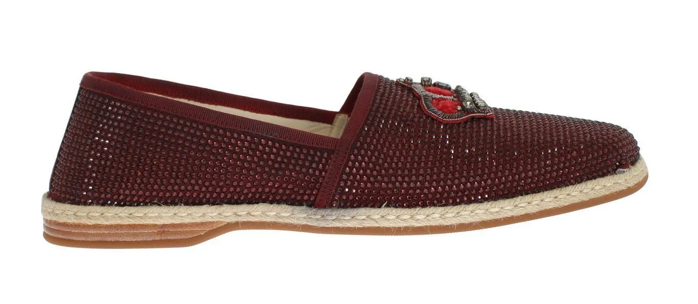 Red Canvas Swarovski Strass Loafers