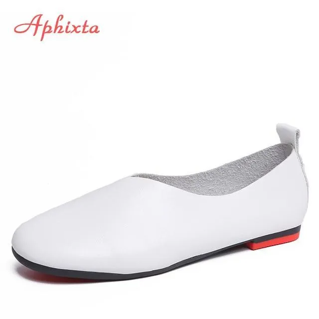 Woman Ballet Flats Heels Soft Leather Shoes Slip On Loafers